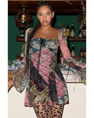 Kimchi Blue Alina Ribbon Trim Lace Bell Sleeve Mini Dress - Multicolor