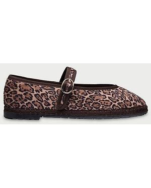 Flabelus Leopard Mary Jane Flat - Natural