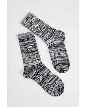 Happy Socks Grey Marl Skull Stripe Socks