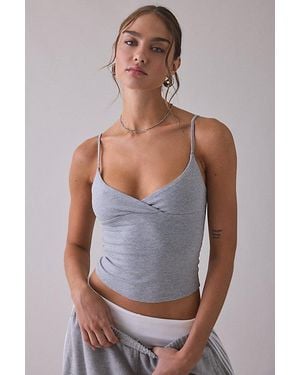 Out From Under Bec Plunging Surplice Cropped Cami - Gray