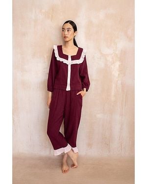 TBCo Cotton Ruffle Pajama Set Top - Red
