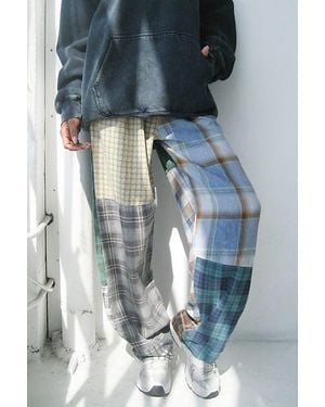 Arc Vintage Reworked Flannel Pieced Pants - Blue