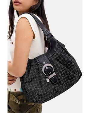 iets frans... Monogram Buckle Slouch Shoulder Bag - Black