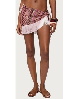 Edikted Lakelyn Fringe Zigzag Crochet Sarong - Red