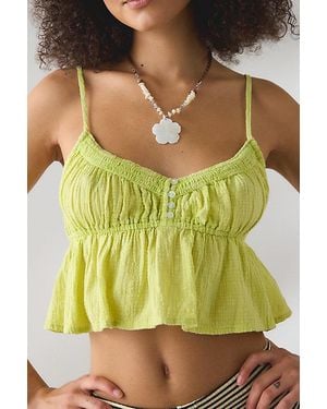 Out From Under Golden Hour Tie-Strap Cropped Babydoll Cami - Green