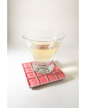 Subtle Studios Solid Glass Tile Coaster - Pink