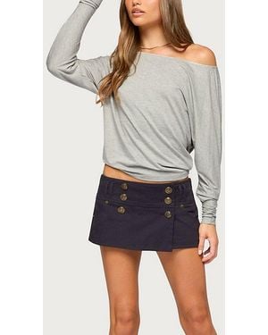 Edikted Reila Button Wrap Skort - Gray