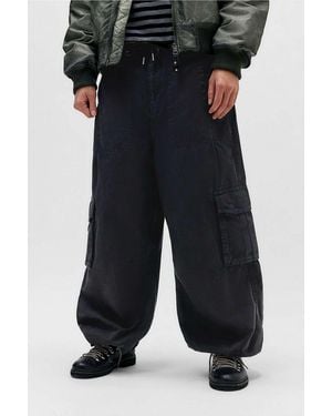 BDG Washed Black Denzel Cargo Trousers - Blue