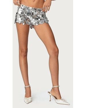 Edikted Sephira Sequin Micro Shorts - Blue