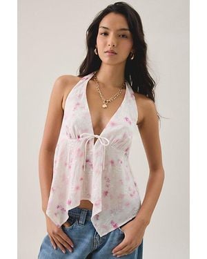 Kimchi Blue Athena Halter Neck Hanky Hem Babydoll Top - Pink