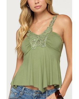 Edikted Rania Sequin Butterfly Handkerchief Top - Green