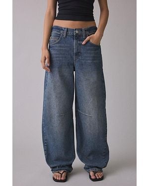 BDG Logan Printed Buckle Baggy Barrel Jeans - Blue