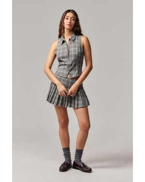 Motel Cartala Check Mini Skirt - Grey