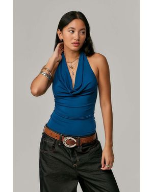 Silence + Noise Silence + Noise Coyote Cowl Halter Top - Blue