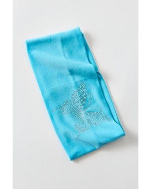 Urban Outfitters Flutter Flora Rhinestone Wide Knit Headband - Blue