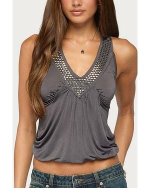 Edikted Brise Studded Draped Top - Gray