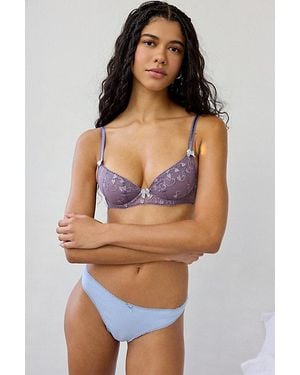 Out From Under Karlie Love Letters Heart Embroidered Mesh Underwire Bra - Purple