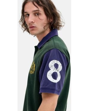 BDG Green Heritage Short Sleeve Polo Shirt - Blue