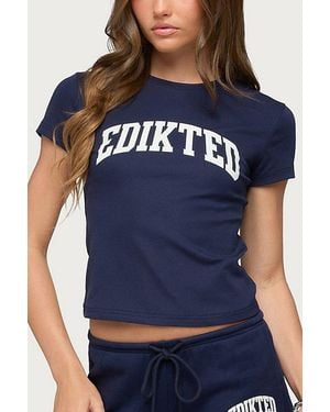 Edikted Sporty Babe T Shirt Top - Blue