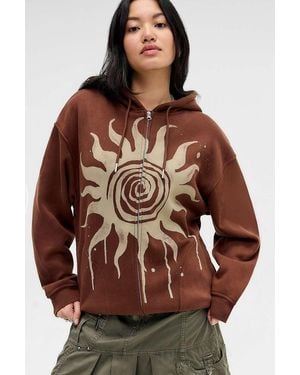 Urban Outfitters Uo Dusty Sun Zip-through Hoodie - Brown