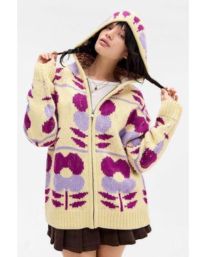 Kimchi Blue Floral Pattern Hoodie - Pink