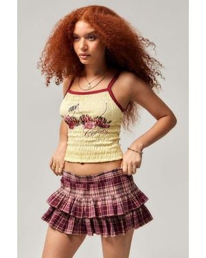 Kimchi Blue Tilly Flannel Mini Skort - Pink