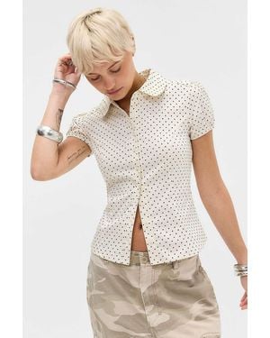 Kimchi Blue Clover Round Collar Shirt - White
