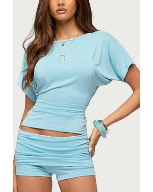 Edikted Maevie Ruched Waist Top - Blue