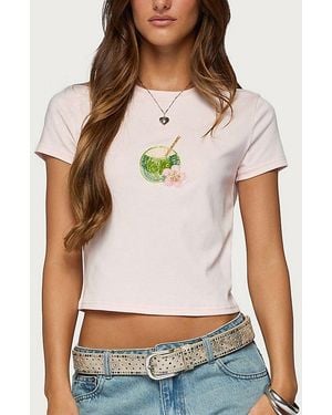 Edikted Coconut Beaded T Shirt Top - White