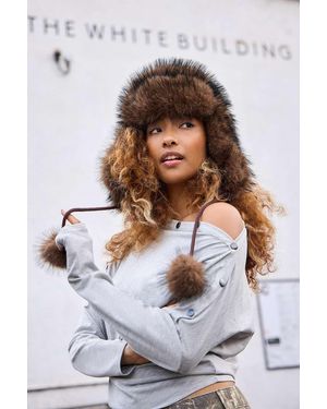 Urban Outfitters Uo Pheonix Faux Fur Trapper Hat - Grey