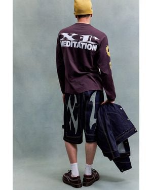 X-Large Indigo Xl Cut Out Baggy Jorts - Grey