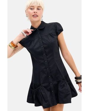 Urban Outfitters Uo Washed Peplum Dress - Black