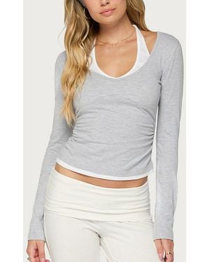 Edikted Ibby Layered Long Sleeve Top - Gray