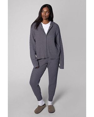 WeWoreWhat Cable Zip Front Hoodie - Blue