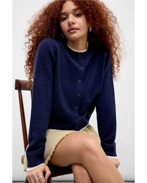 BDG Preppy Double Layer Plain Cardigan - Blue