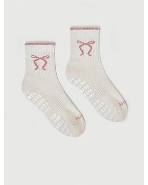 Fraise Coquette Grip Sock - Natural