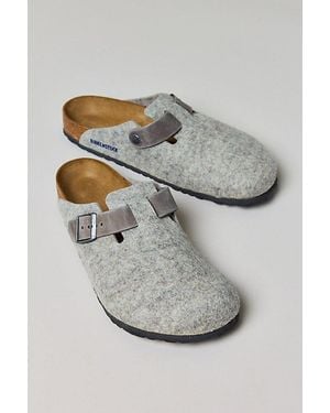 Birkenstock Boston Natural Leather-Felt Clog - Gray
