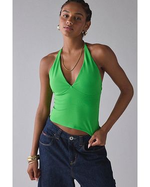 Vintage & ReMADE by UO Remade By Uo Remnants Bodycon Tie-Strap Halter Top - Green