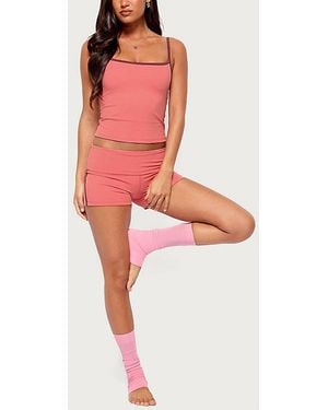 Edikted Ambar Contrast Stripe Shorts - Red