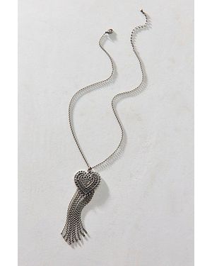 Urban Outfitters Filigree Fringe Heart Pendant Necklace - Metallic