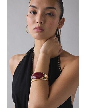 Urban Outfitters Stone Inset Metal Bangle Bracelet - Metallic