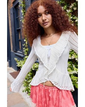 Kimchi Blue Waterfall Tie Front Cardigan - White