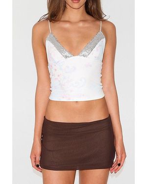 Tiger Mist Fenella Sequin Embellished Mesh Cami - White