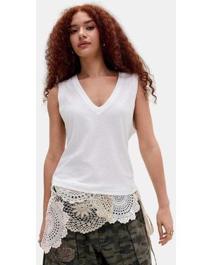 BDG Spill The V Tank Top - White