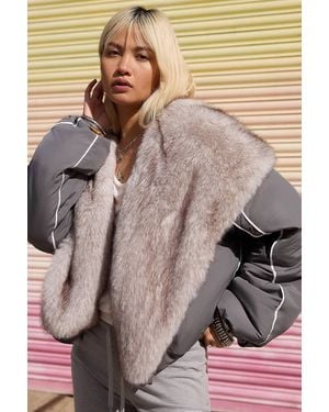 Jaded London Grey Mongolian Faux Fur Puffer Jacket - Black