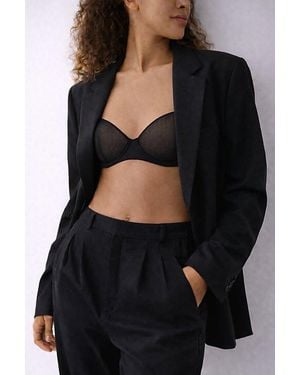 LECHERY Lechery Lustrous Sheer Plunge Underwire Bra - Black