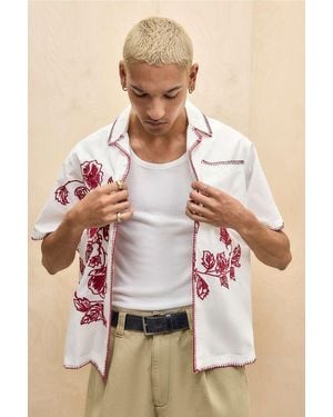 BDG Floral Embroidered Poplin Shirt - Natural