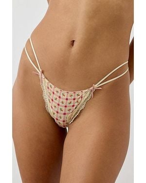 Out From Under Mia Strappy Lace-Trim Thong - Brown