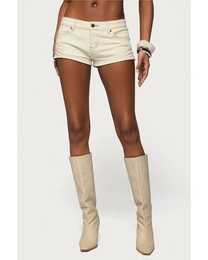 Edikted Jagger Low Rise Denim Shorts - Natural