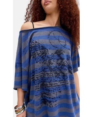 Urban Outfitters Uo Kurt Eagle Off The Shoulder Graphic Tee - Blue